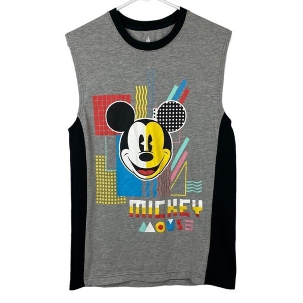 Disney Mickey Mouse Graphic Print Tank Top Adult Small Gray Sleeveless Shirt